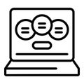 Narrow market laptop icon, outline style