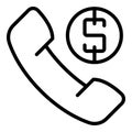 Narrow market phone call icon, outline style
