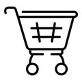 Narrow market shop cart icon, outline style