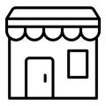 Narrow market street shop icon, outline style