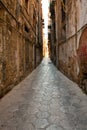 Narrow medieval stone street in old Palermo