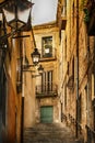 Narrow medieval street in Barcelona, Spain