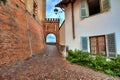 Narrow medieval street. Barolo, Italy.