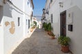 Narrow medieval street in the old town center of Altea, Costa Blanca, Spain Royalty Free Stock Photo