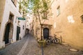 Narrow medieval street Steingasse, Salzburg, Austria