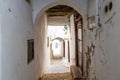 Narrow medieval street in the white medina of the Tetouan city, Morocco, Africa