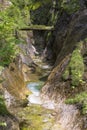 Narrow mountain canyon with fast river Royalty Free Stock Photo