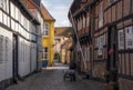 Narrow Old Street in Ribe, Denmark Royalty Free Stock Photo