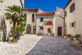 Narrow old streets and yards in Sibenik city, Croatia Royalty Free Stock Photo