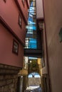 Narrow passage in Ribeira area of Porto Royalty Free Stock Photo