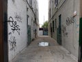 Narrow Passageway Between Buildings, Alley, Astoria, Queens, NYC, USA Royalty Free Stock Photo