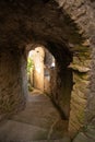 Stone underpassage and steps in a medieval village.