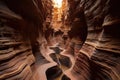 a narrow passageway in a sandstone underground labyrinth