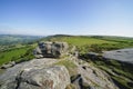 Narrow rutted path threads between gritstone rocks on Baslow Edge Royalty Free Stock Photo