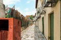 Narrow pathway behind the alley of Malaysian houses