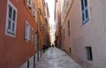 Narrow pedestrian street in the city of Bastia, Corsica, France Royalty Free Stock Photo