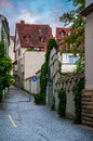 Narrow pedestrian street in old town of Konstanz, Baden-Wurttemberg, Germany