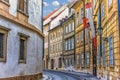 Narrow Prague street near Waldstein Palace, no people