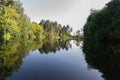 A narrow river in the forest. River Vorskla, Ukraine. Royalty Free Stock Photo