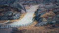 narrow road in the outlandish landscape