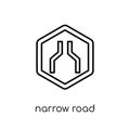 Narrow road sign icon. Trendy modern flat linear vector Narrow r