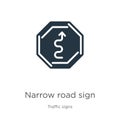 Narrow road sign icon vector. Trendy flat narrow road sign icon from traffic signs collection isolated on white background. Vector Royalty Free Stock Photo