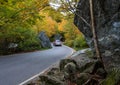 Narrow road in Smugglers Notch near Stowe in Vermont Royalty Free Stock Photo
