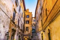 Narrow Roman Street Restaurant Rome Italy