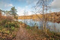 Narrow sandy path along the lake