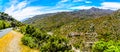 The narrow and scenic Bainskloof Pass through the Witte River or Witrivier Canyon between the towns Ceres and Wellington Royalty Free Stock Photo