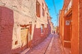 The narrow shady street of Abyaneh village