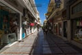 The narrow shopping streets in the old part of the city