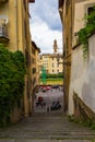 Yellow houses old street Florence Tuscany Italy Royalty Free Stock Photo