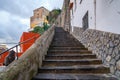 Narrow stairs and streets in the tourist village of Positano, Amalfi coast