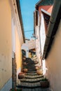 Narrow stairway at Szentendre medieval old town in Hungary Royalty Free Stock Photo