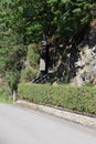 narrow steep stairway at a reservoir lake