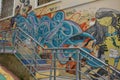 The narrow steep streets of Valparaiso with the painted walls of houses