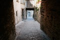 narrow stone medieval street in Vitre old town