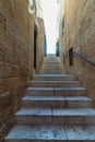 Narrow stone steps in an alley in the Jewish Quarter,