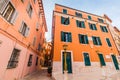 Narrow stone street and generic architecture of Rovinj, Croatia Royalty Free Stock Photo