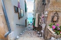 Narrow stone street and generic architecture of Rovinj, Croatia Royalty Free Stock Photo