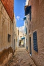 Narrow street of ancient Medina, Hammamet, Tunisia, Mediterranea Royalty Free Stock Photo