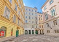 Narrow street buildings Jordangasse in Wien city center Royalty Free Stock Photo