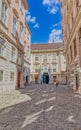 Narrow street buildings Jordangasse in Wien city center Royalty Free Stock Photo