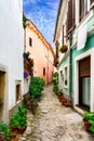 A narrow street in Buzet, Croatia