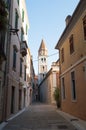 Narrow street by the church in Zadar, Croatia Royalty Free Stock Photo