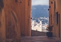 Narrow street in the citadel of the city of Bastia on the island