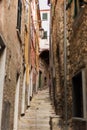 Narrow street with buildings in small colorful village Lerici in liguria, italy