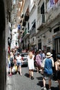 Narrow Street Crowded With Visitors in Amalfi, Italy