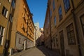 Narrow street, Gamla Stan, Old Town, Stockholm, Sweden Royalty Free Stock Photo